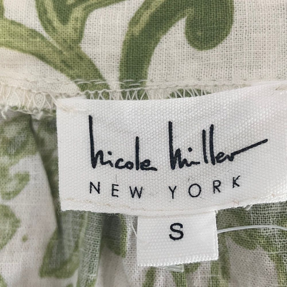 Nicole Miller square neck floral 3/4 sleeve summer boho top w crochet trim EUC M - Picture 7 of 11